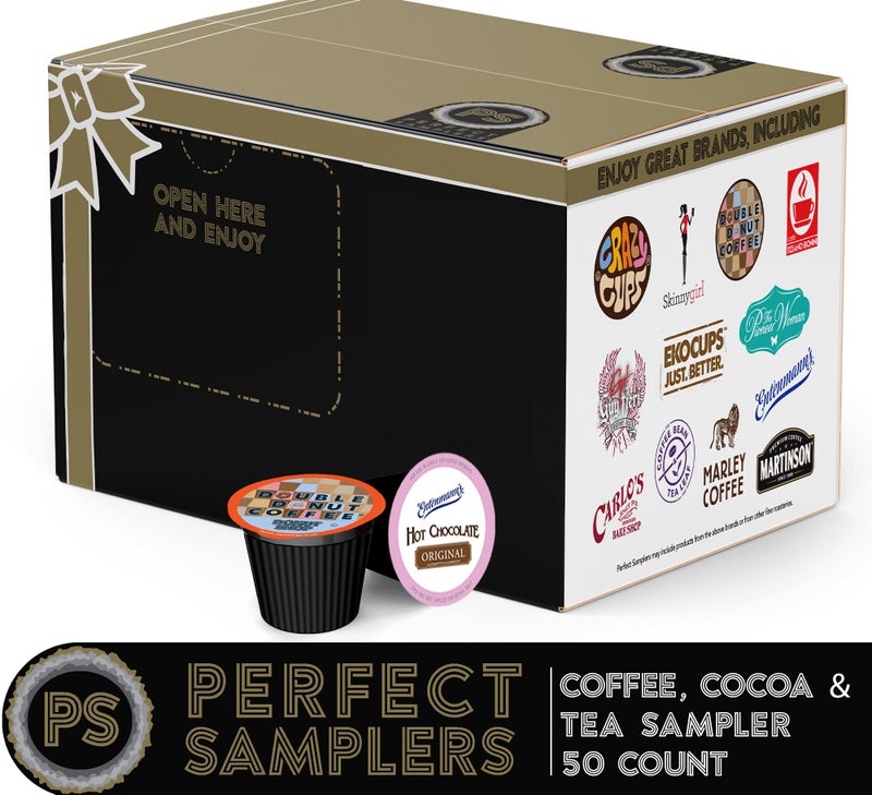 Perfect Samplers Coffee, Tea, Cider, Cappuccino & Hot Chocolate Single Serve Cups for Keurig K Cup Brewers Sampler, 50 Count - Image 2